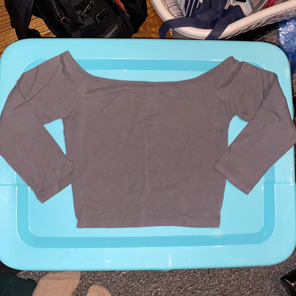 Dark Gray Hollister off the shoulder Crop Top ☀️